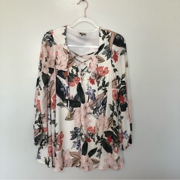 Show Me Your Mumu Lightning Bird Tunic Enchanted Florist Lace Up Floral Top XS - Picture 1 of 8